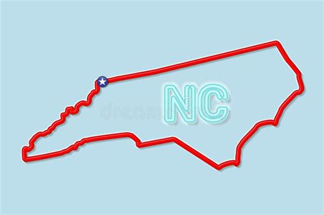 North Carolina Us State Bold Outline Map Vector Illustration Stock