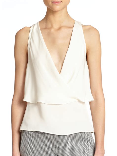 Theory Alizay Layered Silk Tank Top In White Lyst