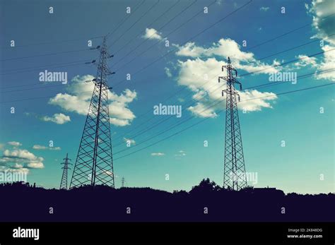 Transmission Towers Carrying High Voltage Electric Power Lines