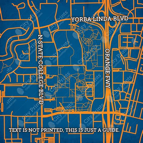 California State University, Fullerton Campus Map Art - City Prints