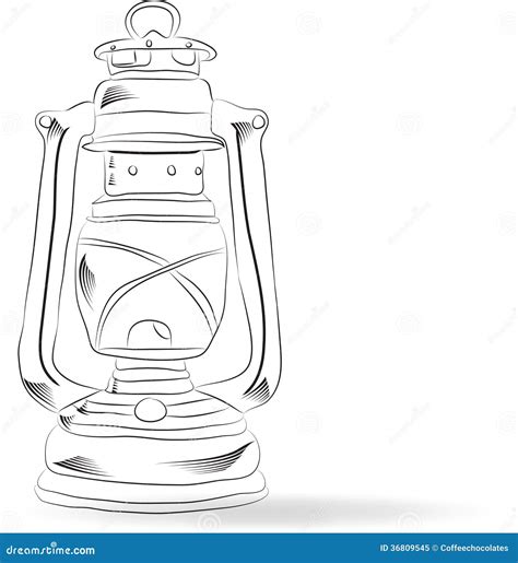 Sketch Old Kerosene Lamp Royalty Free Stock Photo Image