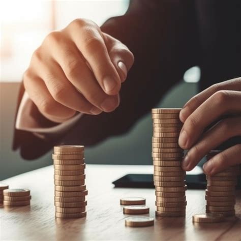 Premium Photo A Person Stacking Coins On A Table