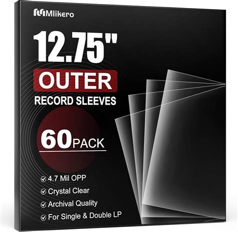 Mlikero 60 Record Sleeves For Vinyl Record Crystal Clear