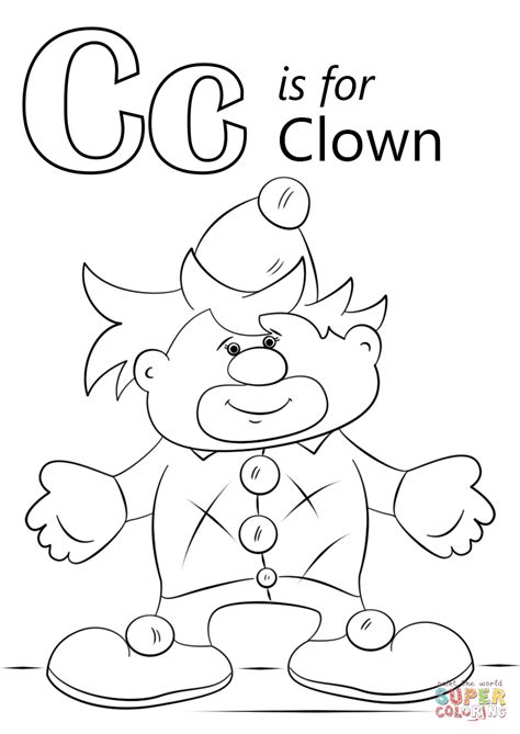 Letter C Is For Clown Coloring Page Free Printable Coloring Pages