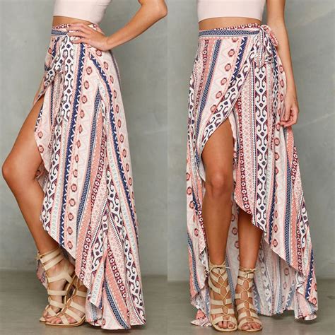 Summer Sexy Women Bikini Cover Up Skirt Chiffon Floral Long Maxi Split