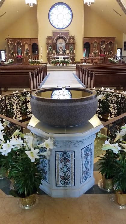 St Johns Catholic Church Baptismal Font Old World Stone Carving