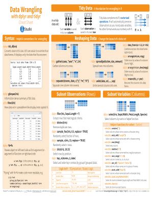 Tidy R Cheat Sheet - Fill Online, Printable, Fillable, Blank | pdfFiller