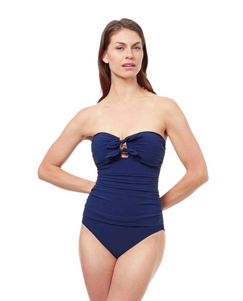 Profile By Gottex Dandy Shirred Front Bandeau Strapless One Piece