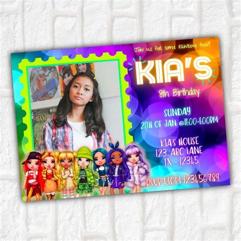 Rainbow High Birthday Invitation Digital Download Rainbow Etsy