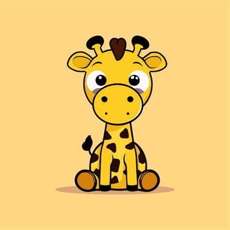 Premium Vector Vector Cute Baby Giraffe Sitting Cartoon Vector Icon