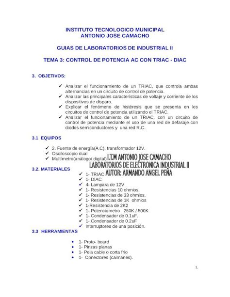 Doc Control De Potencia Con Triac Diac Dokumen Tips