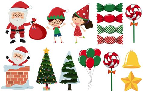 A Set Of Christmas Element 589108 Vector Art At Vecteezy