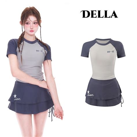 DELLA 2024 đồ bơi nữ kín đáo Bộ đồ bơi hai mảnh Split Body bikini 2 mảnh Bộ đồ bơi thể thao thời