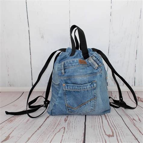 Turnbeutel Sportbeutel Rucksack Jeanstasche Jeans Upcycling