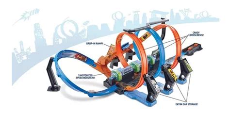 Pista Autos Hot Wheels Ftb Espiral Choques Triple Looping Env O Gratis