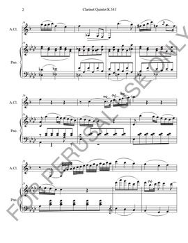 Alto Clarinet And Piano From Mozart S Clarinet Quintet K 581 Larghetto