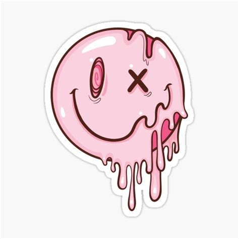 Cute Melting Acid Smiley Face Sticker For Sale By EdgyGirlArt Redbubble