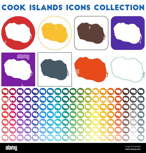 Cook Islands Icons Collection Bright Colourful Trendy Map Icons