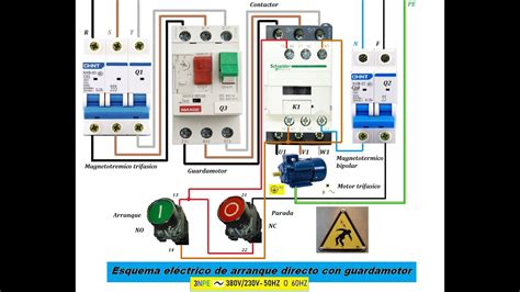Esquema El Ctrico De Arranque Directo Con Guardamotor Youtube