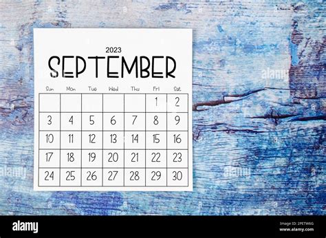 September 2023 Monthly calendar for 2023 year on old blue wooden ...