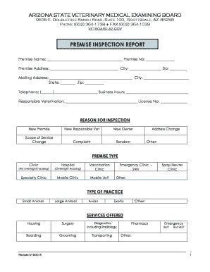 Fillable Online Vetboard Az Premise Inspection Report Fax Email Print