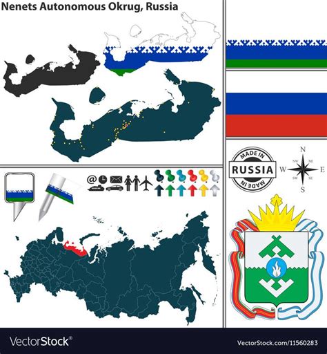 Map of autonomous okrug nenets vector image on VectorStock | Imaginary ...