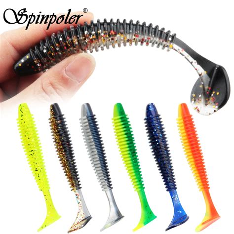 Spinpoler Cm Soft Lure Fishing Paddle Grub Worm Shad Silicone Wobbler