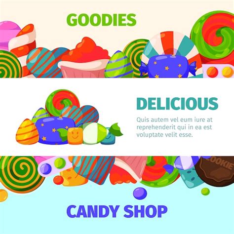 Premium Vector Sweets Banners Candies With Chocolate And Sugar