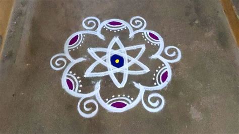 Chithirai Madham Colour Kolam Designs 3 Dots Muggulu Color Rangoli