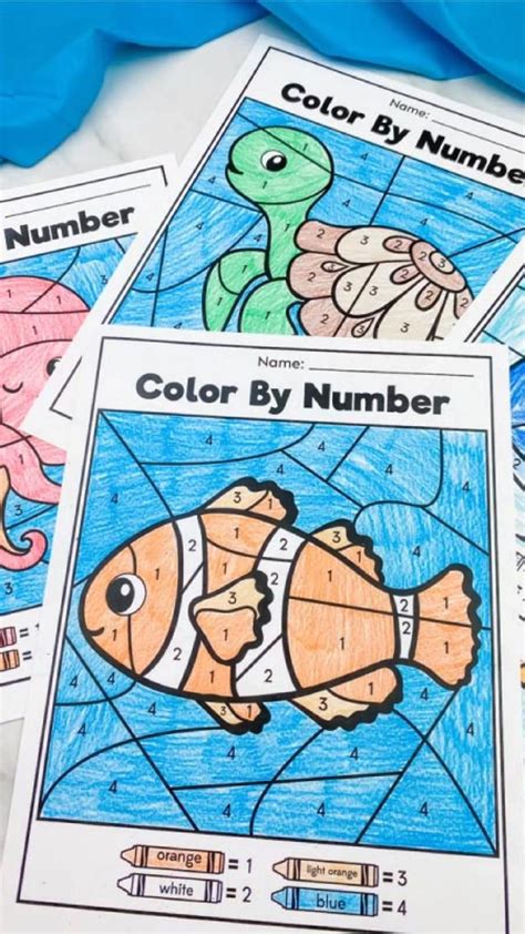 Ocean Color By Number Printables | Pinterest