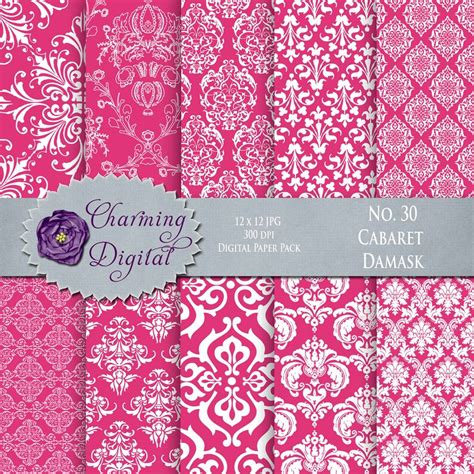 Pink Damask Digital Paper Pink Scrapbooking Digital Paper Etsy