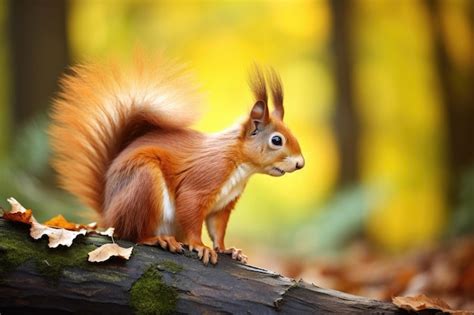 Premium AI Image | Red Squirrel in the autumn forest