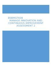 Bsbmgt608 Manage Innovation And Continuous Improvement Assessment 2