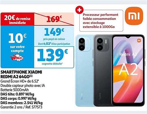 Promo Smartphone Xiaomi Redmi A2 64go Chez Auchan ICatalogue Fr