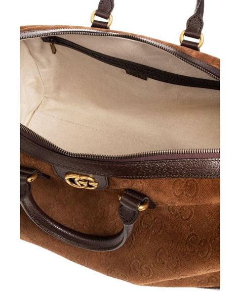 Gucci Suede Duffel Bag In Brown For Men Lyst