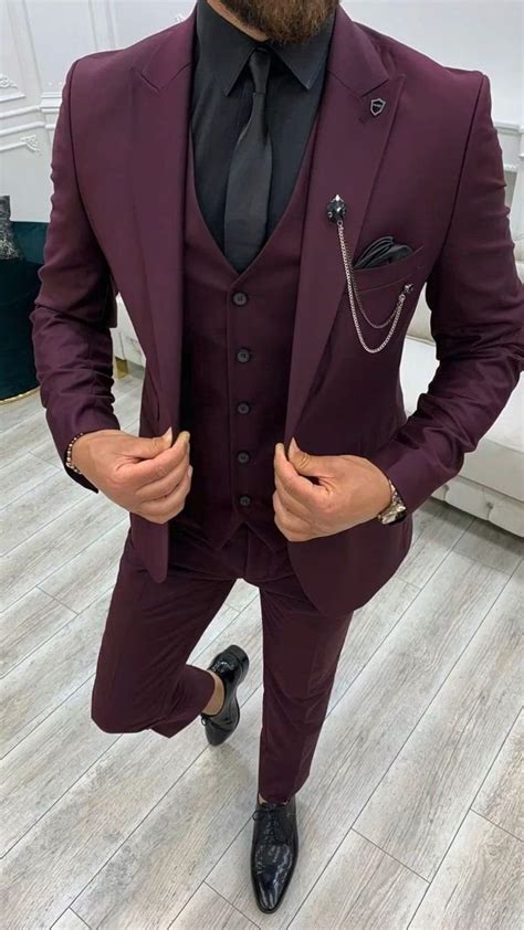 Men Suit Wine Color Wedding Suit Groom Wear Suit 3 Piece Suit Etsy