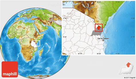 Physical Location Map Of Lushoto Highlighted Country Highlighted