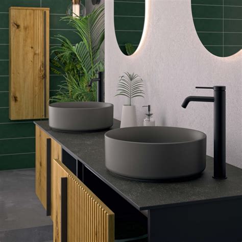 Meuble de salle de bain Chêne et Noir Mat CEDAM CANOPEE AMB01