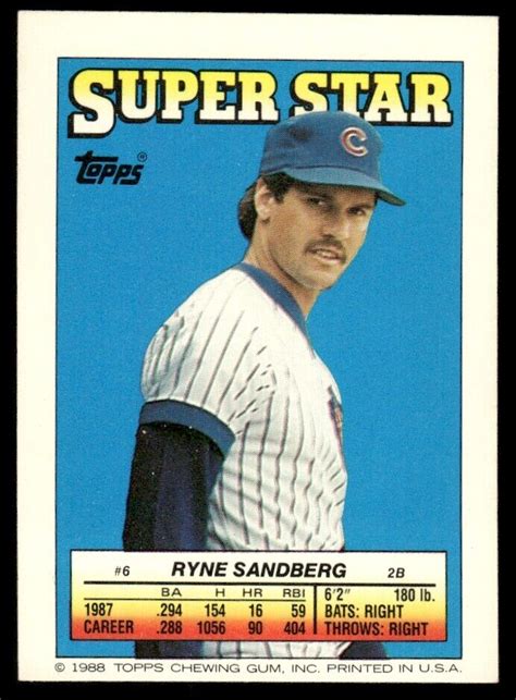 Topps Stickers Super Star Backs Ryne Sandberg Cal Ripken