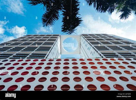 skyscraper building colors palms miami Stock Photo - Alamy