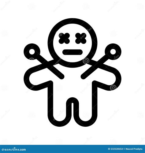 Voodoo Doll Outline Style Icon Halloween Themed Icon Stock Vector