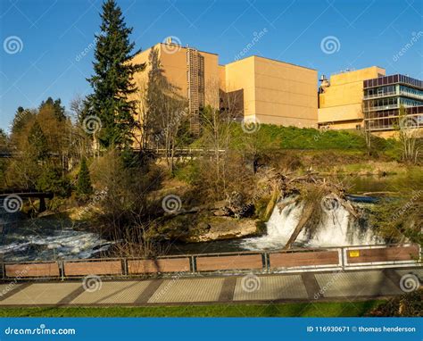 A Landscape View Of Tumwater Falls In Tumwater Washington Stock Image