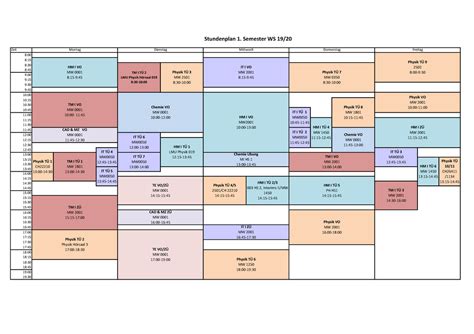 Stundenplan Bachelor Of Science Maschinenwesen Ab Wintersemester