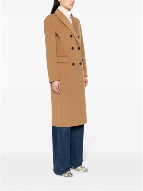 Pinko Double Breasted Wool Coat Brown Farfetch