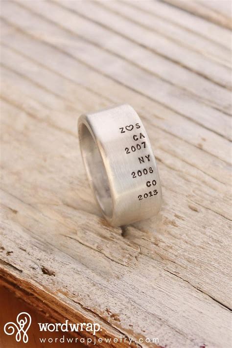 Personalized Mens Ring Sterling Silver Mens Ring Engraved Etsy Hand