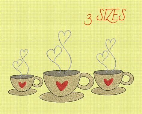 Coffee Cup Embroidery Design Coffee Lover Machine Embroidery Etsy