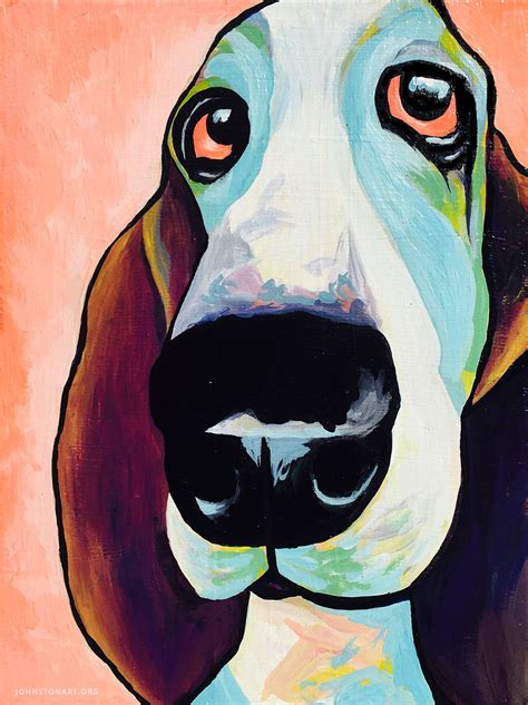 Basset Hound in Peach · Art & Paintings by Jessica J. Johnston