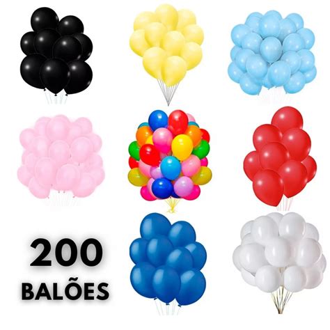 Kit 200 Balão Bexiga Liso Festa Decoração 6 Polegadas Aniversário