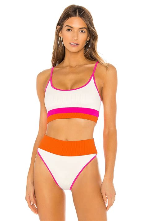 Beach Riot X Revolve Eva Bikini Top In Orange Pink And White Revolve