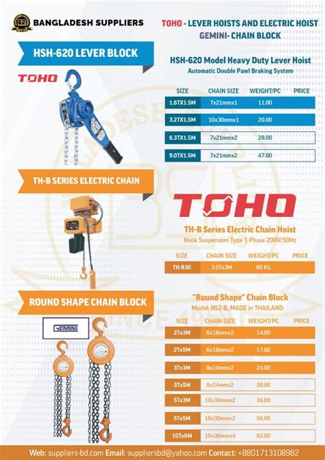 Lever Hoist Chain Block Toho Hoist Blocks Chain